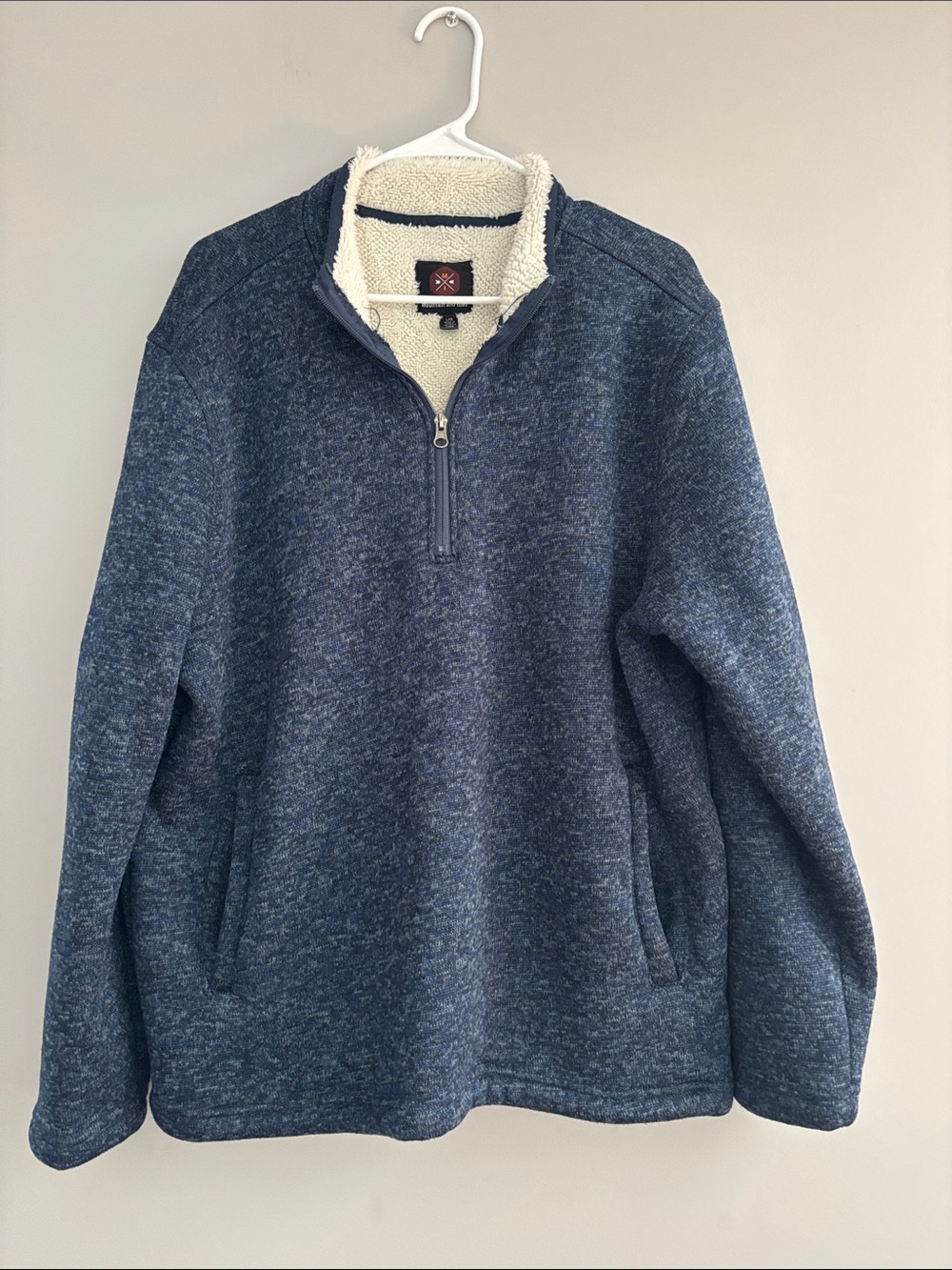 Men's Navy Sherpa-Lined Half-Zip Sweater
